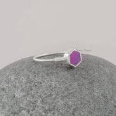 Middle Finger Hexagon Ring - Purple Opal Gemstone Ring - Jewelry For Engagement - 925 Silver - Artisan Jewelry - Gift for Him - Dainty Ring